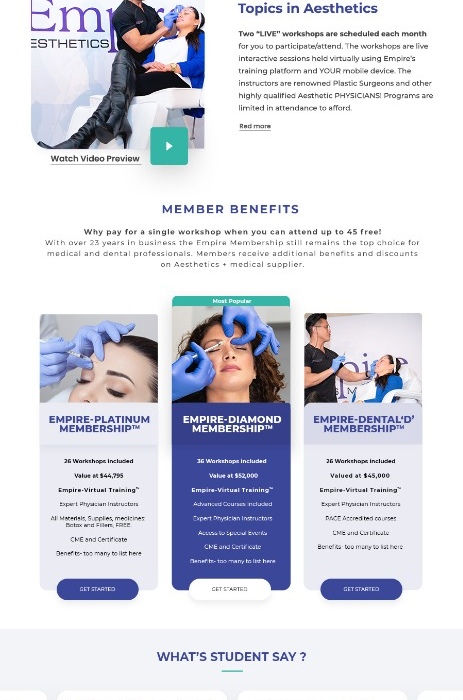 Historical campaign page showing three Empire membership options side by side, with the Diamond plan marked most popular