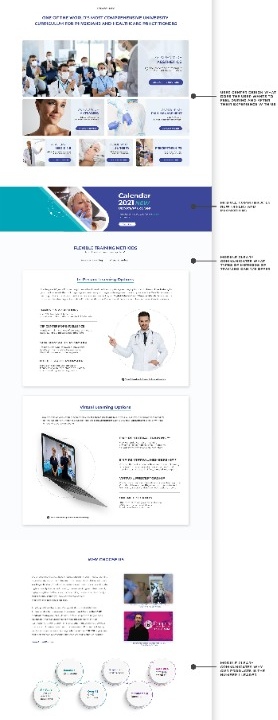 Historical website section showing course and CME organization alongside virtual learning options
