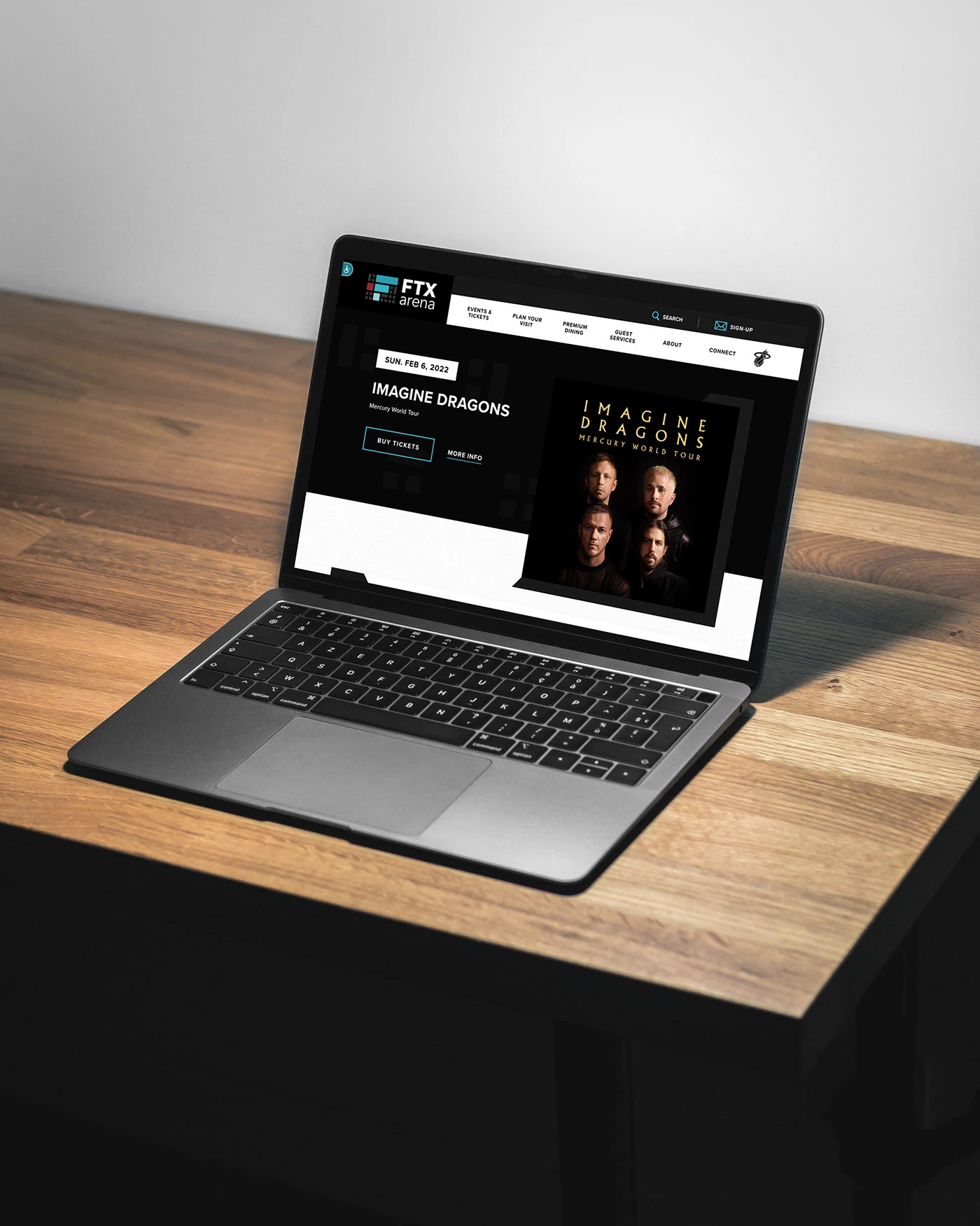 Rebranded arena event page with ticketing entry points.